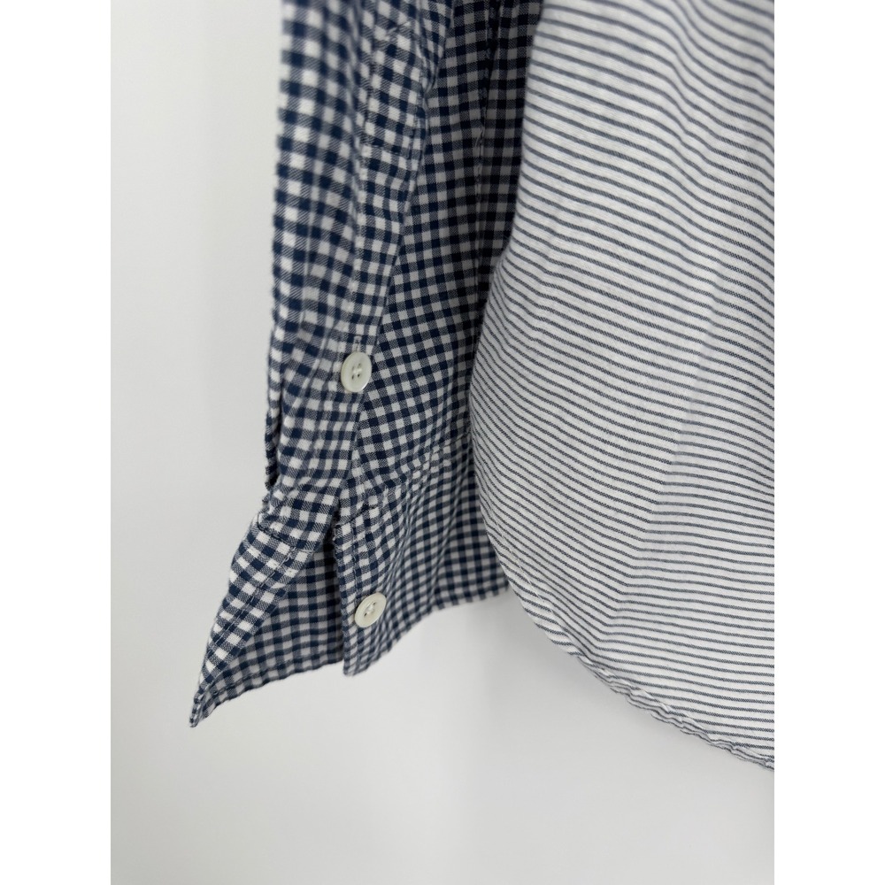 J.Crew Navy Gingham Striped Popover Cotton Shirt‎ Blue White 02795 Womens 6 - Picture 6 of 6